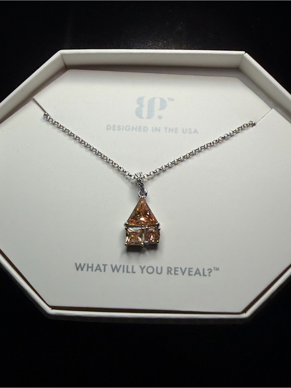 .925 Sterling Silver with Smokey Topaz Cubic Zirconia Pendant Necklace